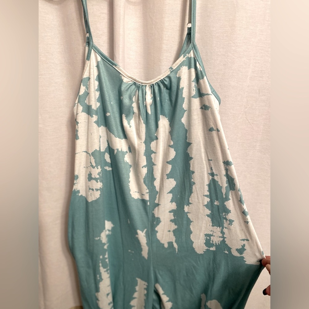 White/teal jumpsuit